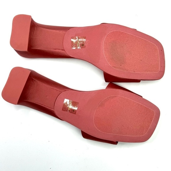 Jeffrey Campbell Anthro Low-Key Heels Coral satin slip on mules kitten heel 6.5 - Picture 7 of 10